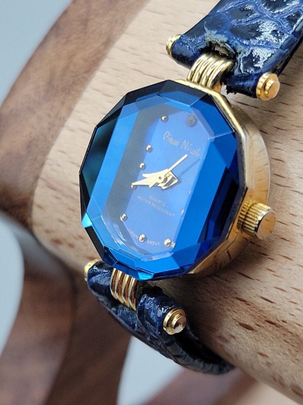 Pierre Nicol Ladies Quartz Watch 6" Sapphire Band & Dial 22mm Geometric Case - Picture 4 of 16